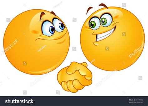 Two Emoticons Shaking Hands Stock Vector (Royalty Free) 89179909 ...