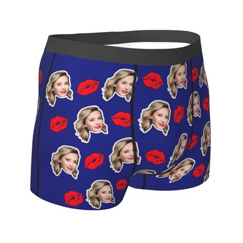 Personalized Funny Face Men's Boxers with Kiss Gift for Him - CALLIE