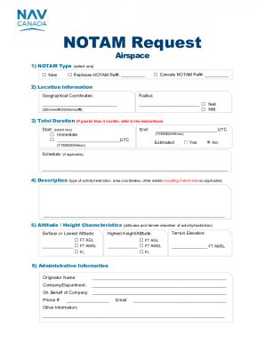 Fillable Online NOTAM Request - With Instructions - Airspace Form. NOTAM Form Fax Email Print ...