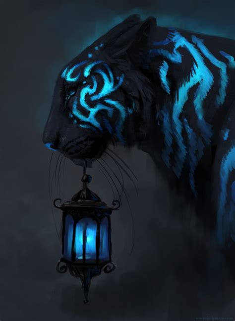 HD wallpaper: black and blue wild cat digital wallpaper, concept art, tiger | Wallpaper Flare