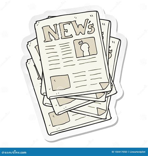 Sticker Cartoon Newspaper News Paper Objects Drawing Doodle ...