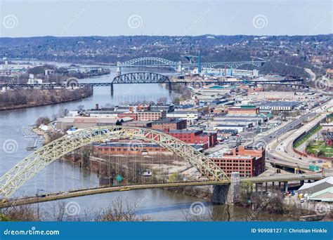 Skyline of Pittsburgh, Pennsylvania at Night from Mount Washington ...