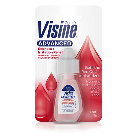 Visine Advanced Redness + Irritation Relief Eye Drops, 0.28 fl. oz ...