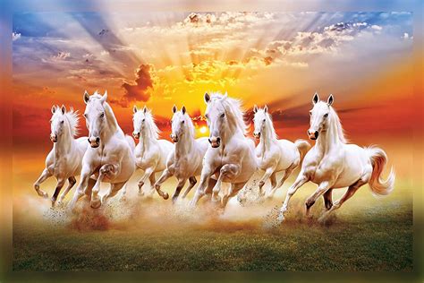 Seven Running Horses Painting Hd Print Wall Sticker - Seven Running ...