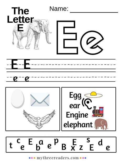 Letter E Phonics Worksheets