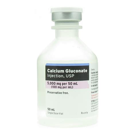 Calcium Gluconate, 10%, 100mg/mL, SDV, 50mL Glass Vial | McGuff Medical ...