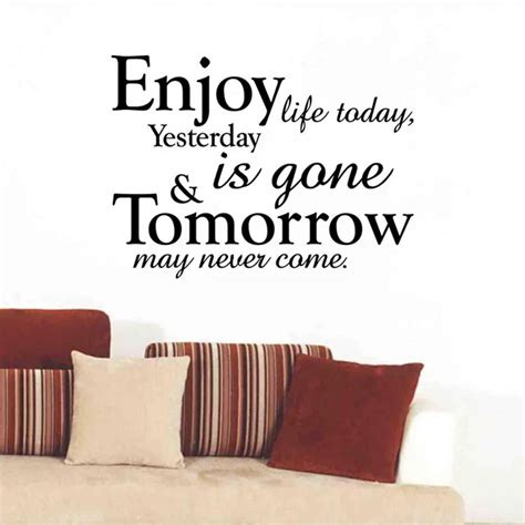 Free shipping 2015 hot sell English motto Enjoy life today wall stickers Removable wall decals ...