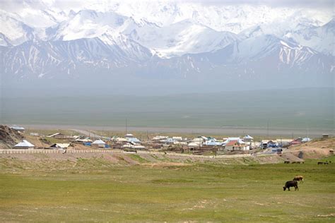 Sary Tash Village And Beautiful Pamir Mountains M41 Pamir Highway Kyrgyzstan Stock Photo ...