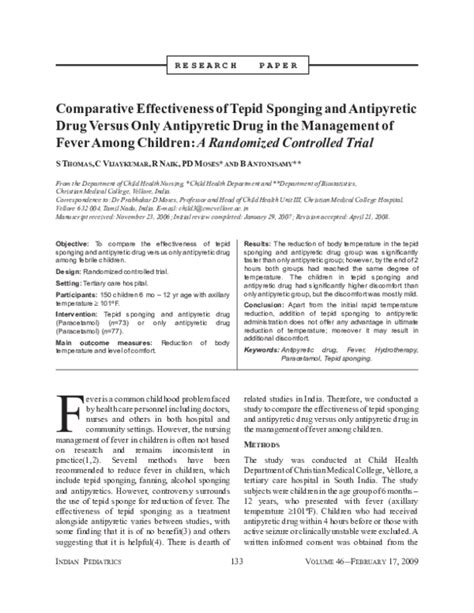 (PDF) Comparative effectiveness of tepid sponging and antipyretic drug versus only antipyretic ...