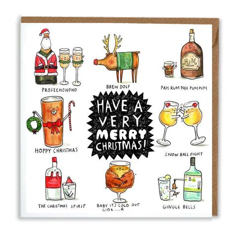 Have A Very Merry Christmas Drinks Party Puns Cards Humour - Etsy Ireland | Christmas card puns ...