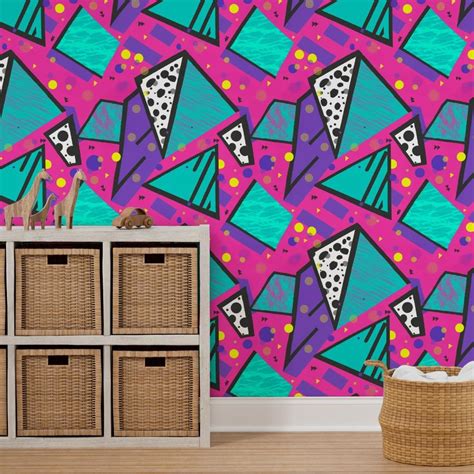 Groovy 90s - Groovy nineties shapes in Wallpaper | Spoonflower