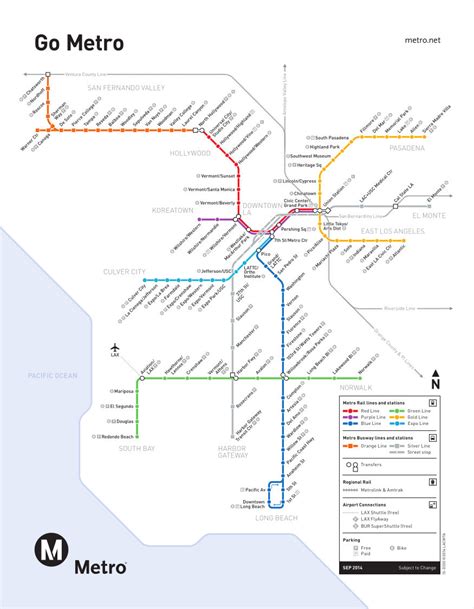 Metro Rail :plan du métro de Los Angeles, États-Unis