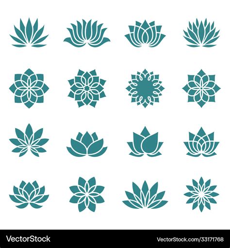 Lotus flower icons Royalty Free Vector Image - VectorStock