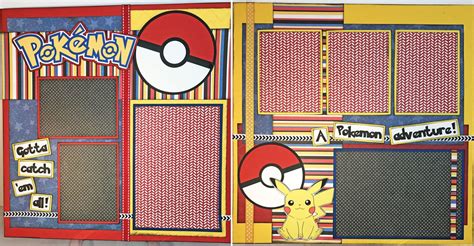 POKEMON 12x12 Double Page Scrapbook Layout POKEBALL Pikachu | Etsy | Pokemon scrapbook, Birthday ...