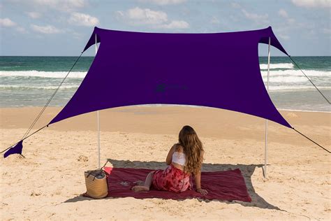 Beach Tent Canopy Sunshade with Sandbag Anchors - OutdoorFull.com