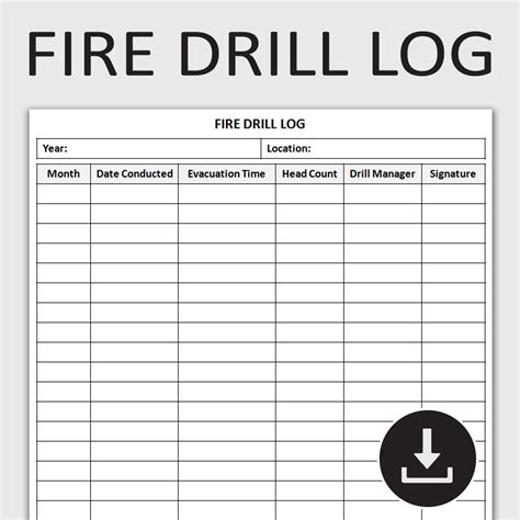 Printable Fire Drill Log, Emergency Preparedness Tracker, Fi | Inspire Uplift