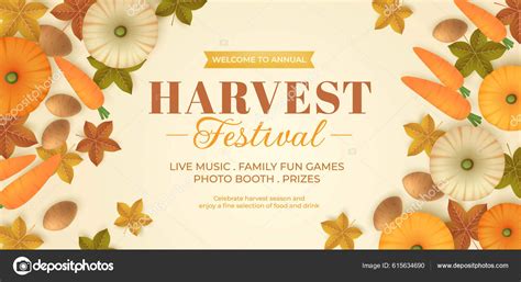 Realistic Harvest Festival Horizontal Banner Template Vector Design Illustration Stock Vector by ...