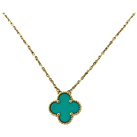 Van Cleef and Arpels Alhambra Turquoise Gold Single Pendant Necklace at 1stDibs | van cleef ...