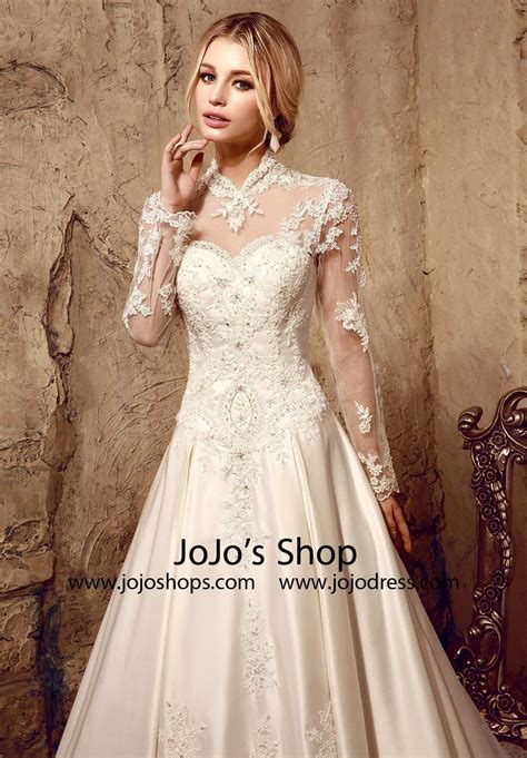 Long Sleeves Victorian Style Modest Lace Dress | HL1009 | Modest lace wedding dresses, Poofy ...