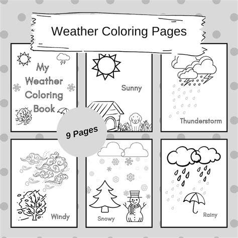 Weather Coloring Pages for Kids Printable Coloring Sheets Toddler Activity Book Weather Activity ...