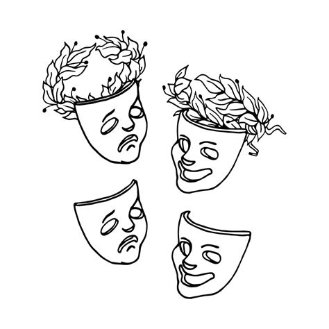 Premium Vector | Theatrical masks of comedy and tragedy symbols of jokes fun drama sadness in ...