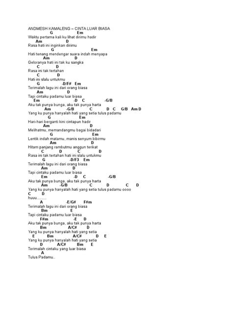 Lirik Lagu Cinta Luar Biasa Chord : Chords For Andmesh Kamaleng Cinta ...