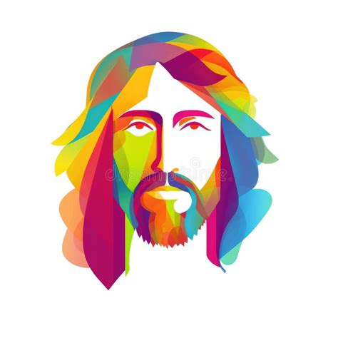Colorful Abstract Painting of Jesus Christ As a Man with a Mustache Stock Illustration ...