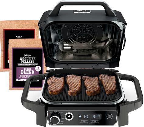 Ninja Woodfire Outdoor Grill & Smoker, 7-in-1 Master Grill, BBQ Smoker, & Outdoor Air Fryer with ...