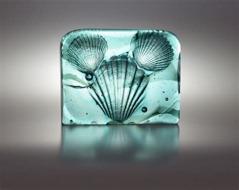 Cast glass sculpture - Shells, pearls and ocean waves