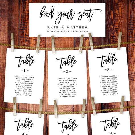 Seating Plan Wedding Rustic Seating Plan Template Wedding - Etsy