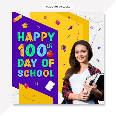 Premium PSD | Happy 100 days of school banner design.100 days of school social media banner or ...