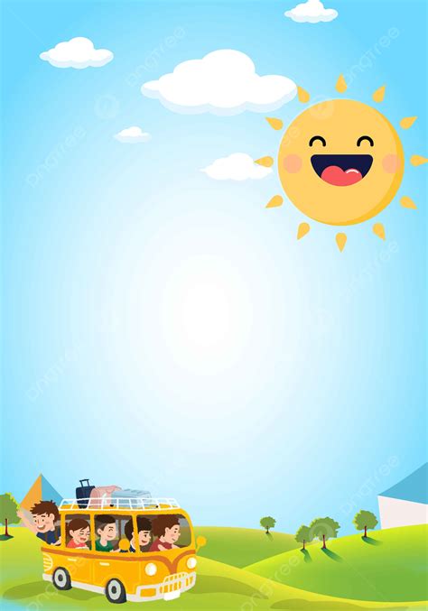 Happy Cartoon Children S Summer Camp Event Poster Background Material ...