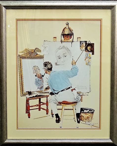 NORMAN ROCKWELL PRINT 'TRIPLE SELF PORTRAIT'