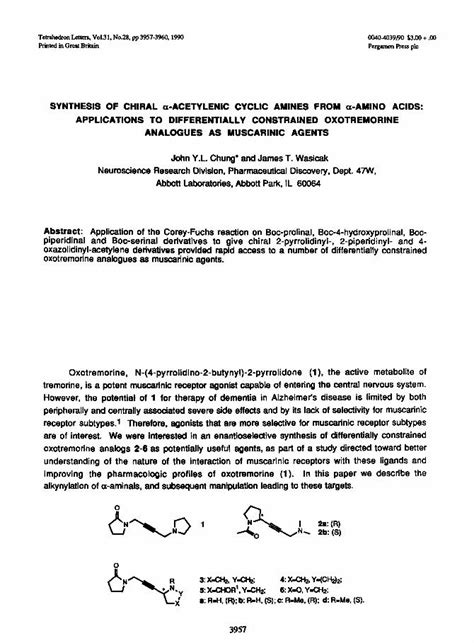 (PDF) Synthesis of chiral α-acetylenic cyclic amines from α-amino acids ...