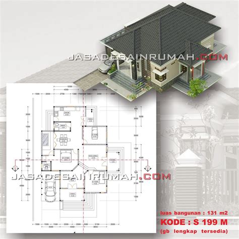 Rumah Minimalis Atap Limasan 3 Kamar 2 Teras di Ternate | Jasa Desain RumahJasa Desain Rumah