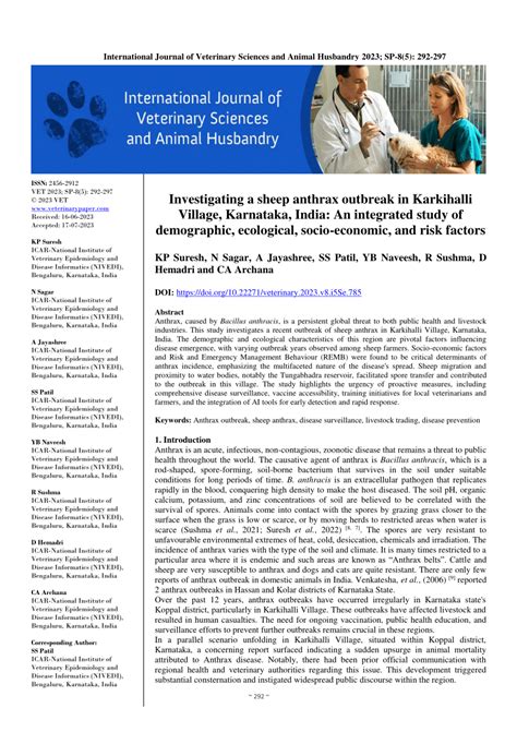 (PDF) Investigating a sheep anthrax outbreak in Karkihalli Village, Karnataka, India: An ...