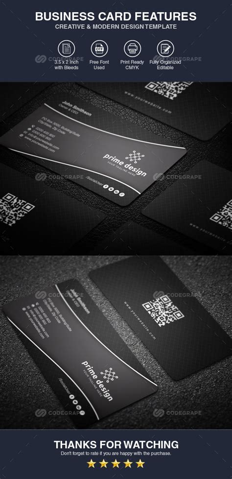 Black Business Card Template Vol 01 - Prints | CodeGrape