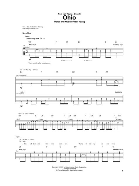 Ohio by Neil Young - Guitar Rhythm Tab - Guitar Instructor