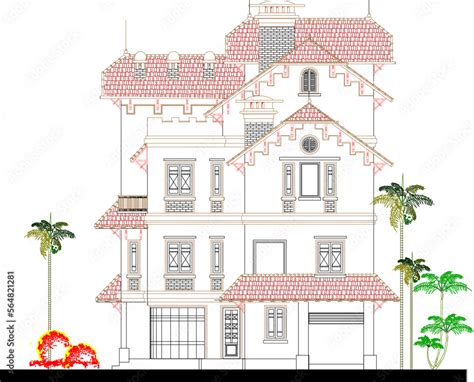 vector sketch of vintage and classic multi-storey barbie house illustration Stock Vector | Adobe ...