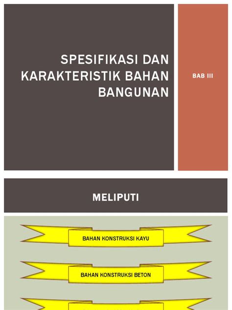 Spesifikasi Dan Karakteristik Bahan Bangunan | PDF