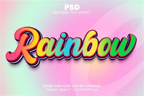 Rainbow colorful 3d Text Effect | Layer Styles ~ Creative Market