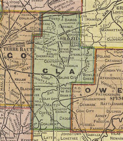 Clay County, Indiana, 1908 Map, Brazil