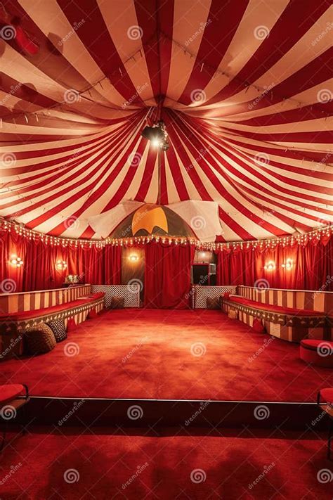 Empty Circus Tent Interior with Seating and Stage Stock Illustration ...