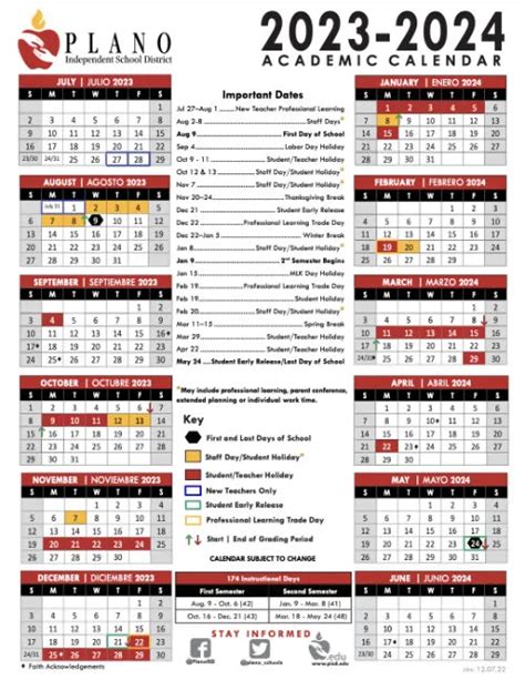 Plano Isd 2023 2024 Calendar - 2023 Printable Calendar