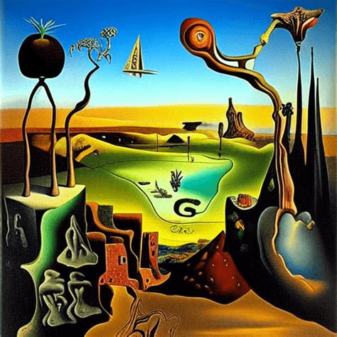 Salvador Dali Surrealism Oil Painting Garden of Eden Landscape Icy Warm ...