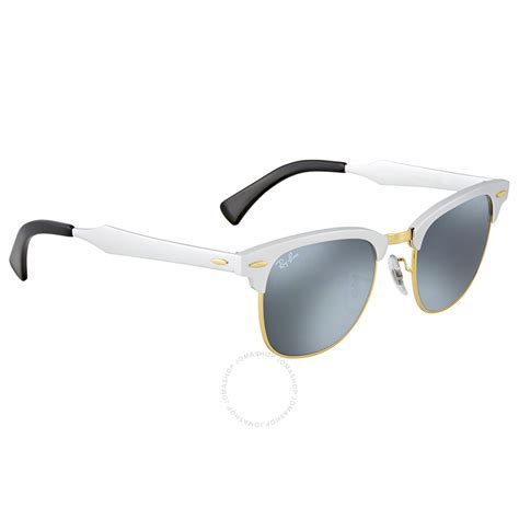 Ray-Ban Clubmaster Aluminum Silver Mirror Sunglasses - Clubmaster - Ray-Ban - Sunglasses - Jomashop