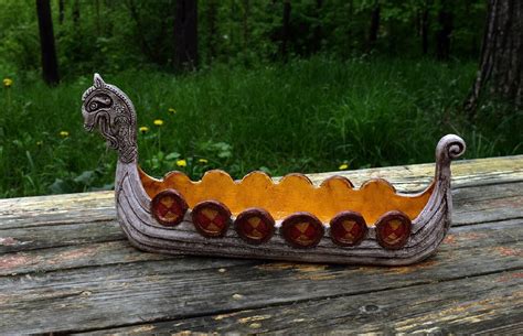 Large drakkar with dragon head viking ship | Etsy