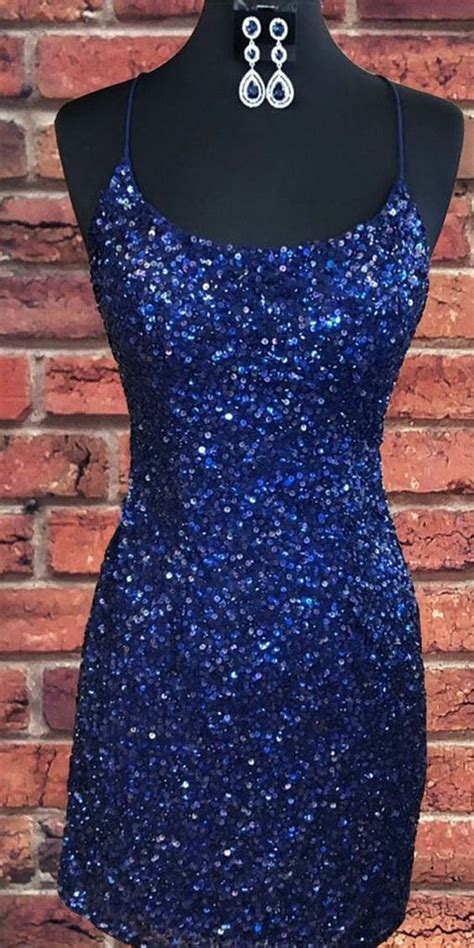 Sparkly Sequin Royal Blue Sheath Homecoming Dress cg3353 | Homecoming dresses sparkly, Short ...