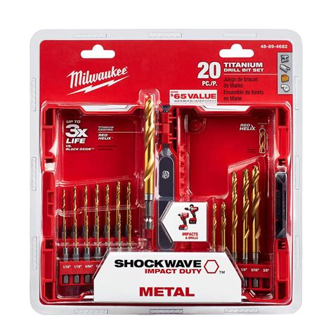 Milwaukee Titanium Helix Drill Bit Set Drills Metal Wood PVC 20 Piece ...