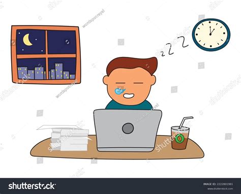 Kids Drawing Vector Illustration Sleepy Office Stock Vector (Royalty Free) 2222801981 | Shutterstock